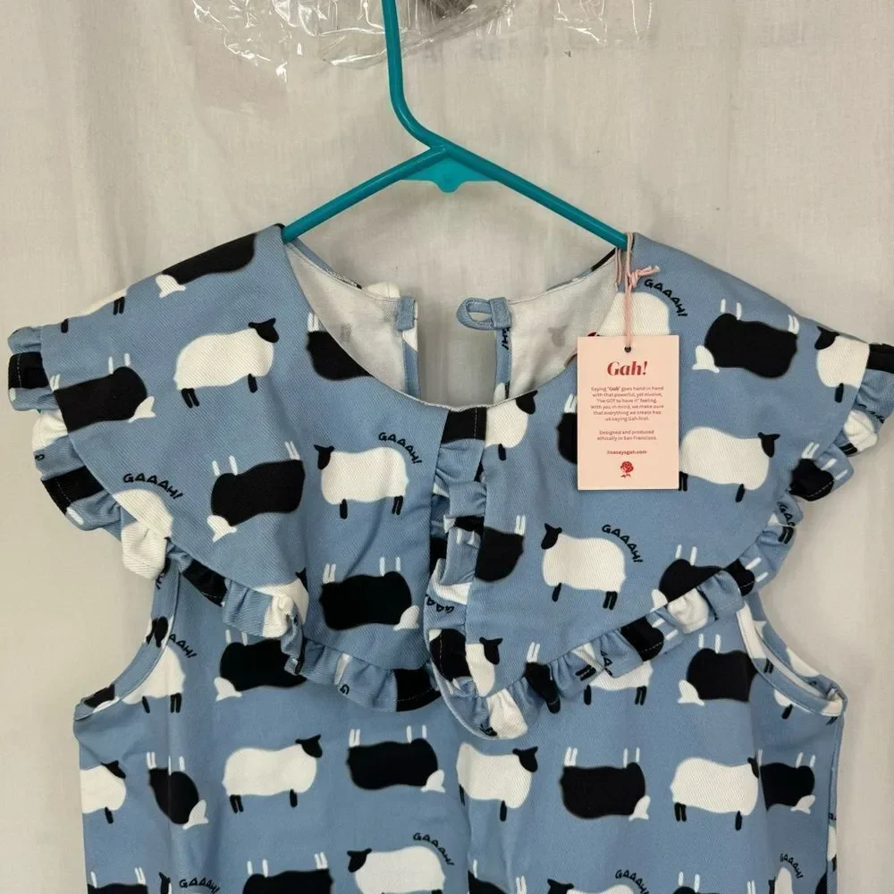 NEW LISA SAYS GAH Stevie Blue Novelty Counting Sheep Print Denim Midi Dress XS - Picture 8 of 17